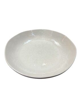 NWT SH Home Henna White Stoneware Dinner Bowl 8.5" Embossed Mandala Floral Boho